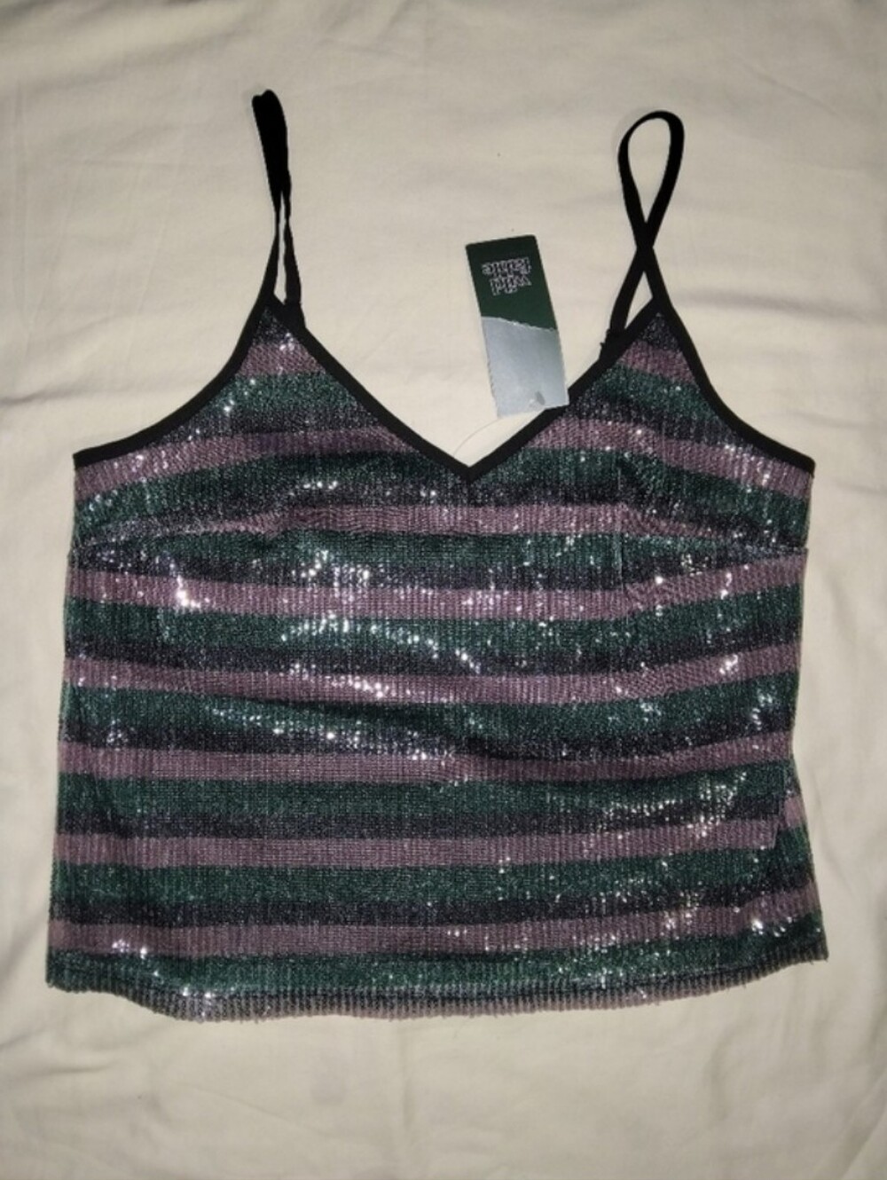 wild fable Striped Sequin V-Neck Cami in Green & Purple